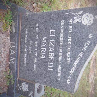 BAM Elizabeth Maria 1918-1986