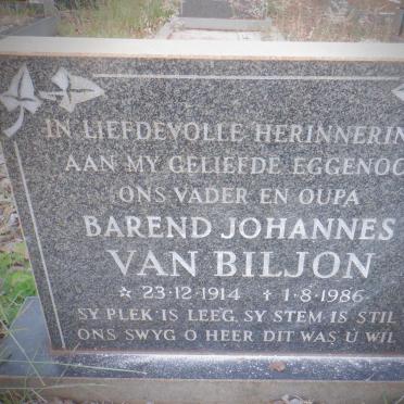 BILJON Barend Johannes, van 1914-1986