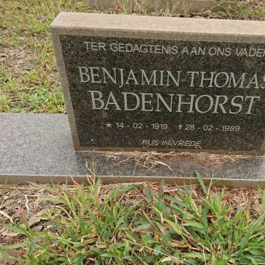 BADENHORST Benjamin Thomas 1919-1989