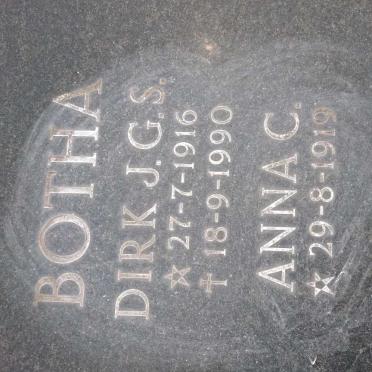 BOTHA Dirk J.G.S 1916-1990 &amp; Anna C. 1919-