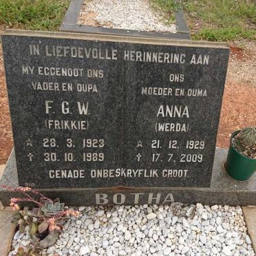BOTHA F.G.W. 1923-1989 &amp; Anna 1929-2009