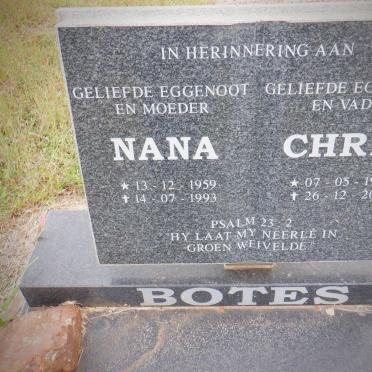 BOTES Chris 1949-2011 &amp; Nana 1959-1993