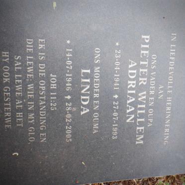 COETZEE Pieter Willem Adriaan 1941-1993 &amp; Linda 1946-2005