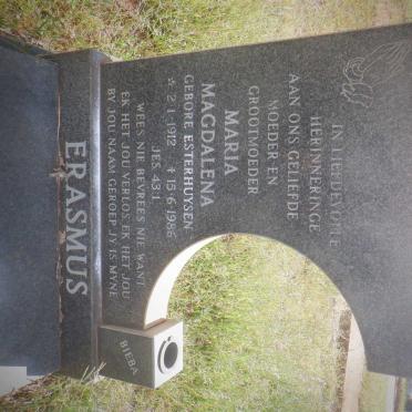 ERASMUS Maria Magdalena nee ESTERHUYSEN 1912-1986