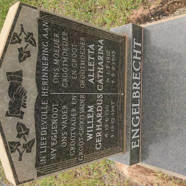 ENGELBRECHT Willem Gerhardus 1911-1987 &amp; Alletta Carharina 1912-1995