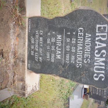 ERASMUS Andries Gerhardus 1912-1997 &amp; Mirjam 1908-1997