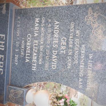 EHLERS Gert Andries David 1920-1985 &amp; Maria Elizabeth Cornelia NORTJE 1925-2007