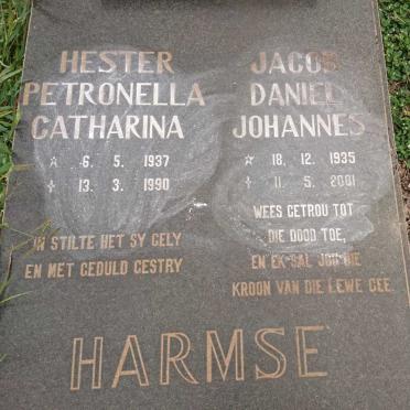 HARMSE Jacob Daniel Johannes 1935-2001 &amp; Hester Petronella Catharina 1937-1990