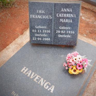 HAVENGA Eric Francious 1930-2008 &amp; Anna Cathrina Maria 1936-