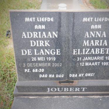 JOUBERT Adriaan Dirk de Lange 1919-2002 &amp; Anna Maria Elizabeth 1922-1997