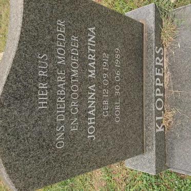 KLOPPERS Johanna Martina 1912-1989