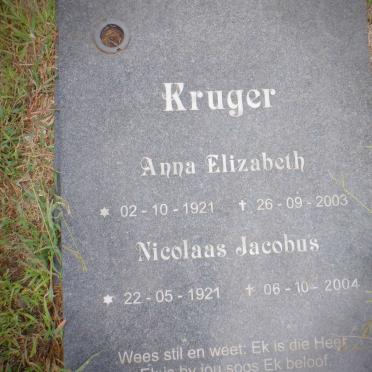 KRUGER Nicolaas Jacobus 1921-2004 &amp; Anna Elizabeth 1921-2003