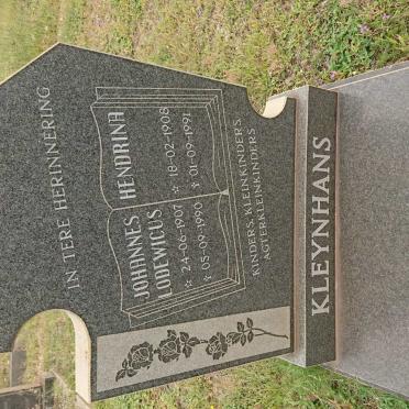 KLEYNHANS Johannes Lodewicus 1907-1990 &amp; Hendrina 1908-1991