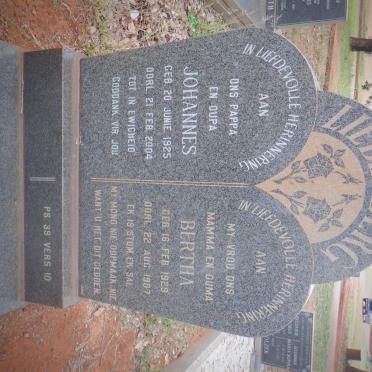 LIEBENBERG Johannes 1925-2004 &amp; Bertha 1929-1987