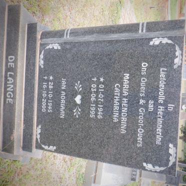 LANGE Jan Adriaan, de 1945-2000 &amp; Maria Hendrina Catharina 1946-1995
