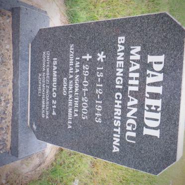 PALEDI Mahlangu Banengi Christina 1943-2005