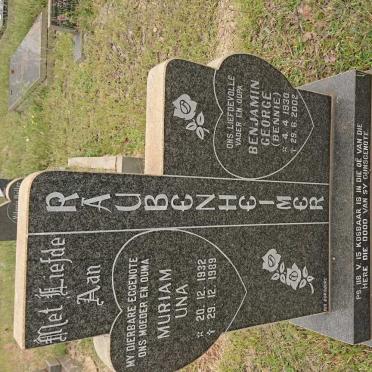 RAUBENHEIMER Benjamin George 1930-2002 &amp; Muriam Una 1932-1989
