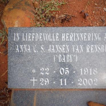 RENSBURG Anna C.S., Jansen van 1918-2002
