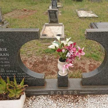 ROETS Adriaan Hendrik 1931-1992 &amp; Johanna Martha 1944-