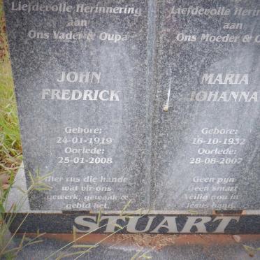 STUART Johan Fredrick 1919-2008 &amp; Maria Johanna 1932-2007