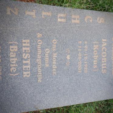 SCHULTZ Jacobus 1929-2007 &amp; Hester 1938-