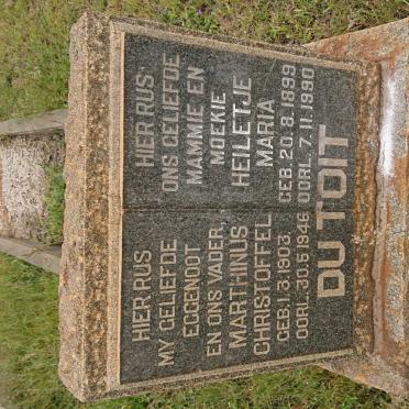 TOIT Marthinus Christoffel, du 1903-1946 &amp; Heiletje Maria 1899-1990