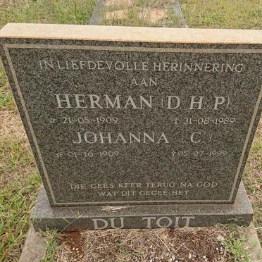 TOIT Herman, du 1909-1989 &amp; Johanna 1909-1999