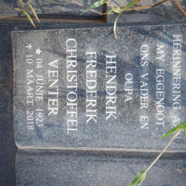 VENTER Hendrik Frederik Christoffel 1923-2018