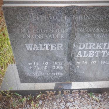WIESE Walter 1942-2006 &amp; Dirkie Aletta 1942-