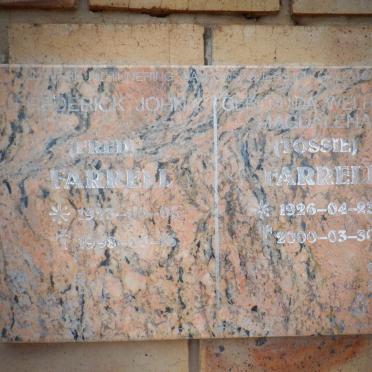 FARRELL Frederick John 1923-1998 &amp; Gertruida Welhemina Magdalena 1926-2000