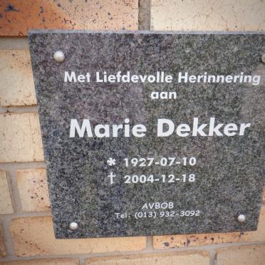 DEKKER Marie 1927-2004