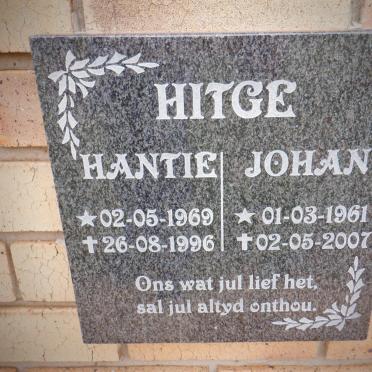HITGE Johan 1961-2007 &amp; Hantie 1969-1996