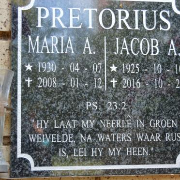 PRETORIUS Jacob A. 1925-2016 &amp; Maria A. 1930-2008