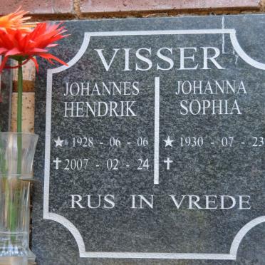 VISSER Johannes Hendrik 1928-2007 &amp; Johanna Sophia 1930-