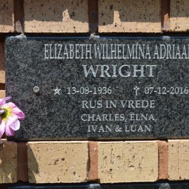 WRIGHT Elizabeth Wilhelmina Adriaana 1936-2016