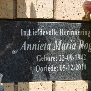 ROGGE Annieta Maria 1942-2014