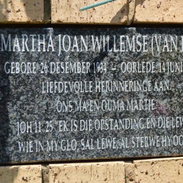 WILLEMSE Martha Joan nee VAN EYK 1934-2014
