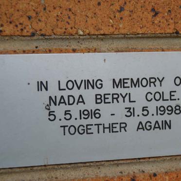COLE Nada Beryl 1916-1998