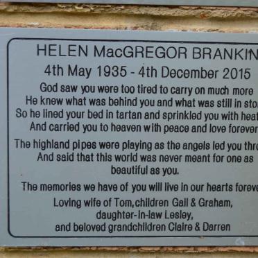 BRANKIN Helen MacGregor 1935-2015