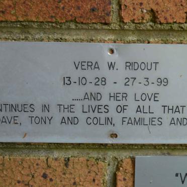 RIDOUT Vera W. 1928-1999