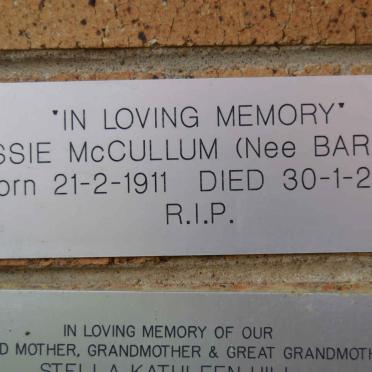 McCULLUM Tissie nee BARLOW 1911-2002