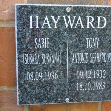 HAYWARD Antonie Gerhardus 1932-1983 &amp; Susara Susanna 1936-