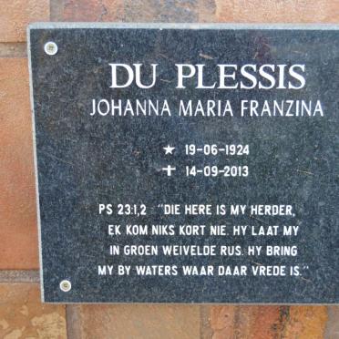PLESSIS Johanna Maria Franzina, du 1924-2013
