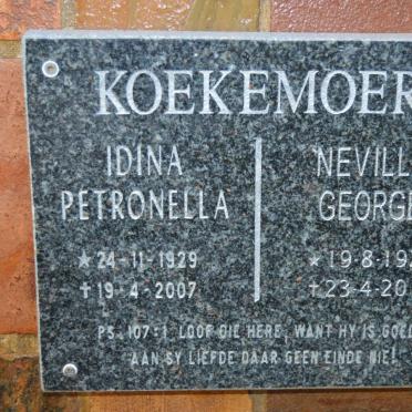 KOEKEMOER Neville George 1925-2016 &amp; Idina Petronella 1929-2007