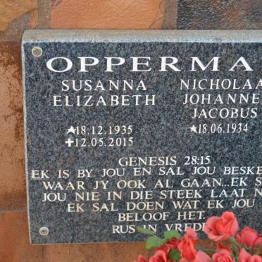 OPPERMAN Nicholaas Johannes Jacobus 1934- &amp; Susanna Elizabeth 1935-2015