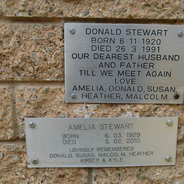STEWART Donald 1920-1991 &amp; Amelia 1929-2010