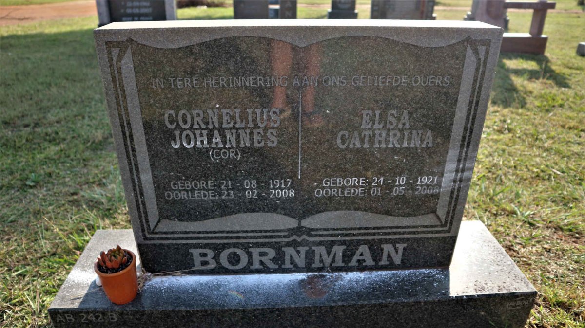 BORNMAN Cornelius Johannes 1917-2008 &amp; Elsa Cathrina 1921-2008