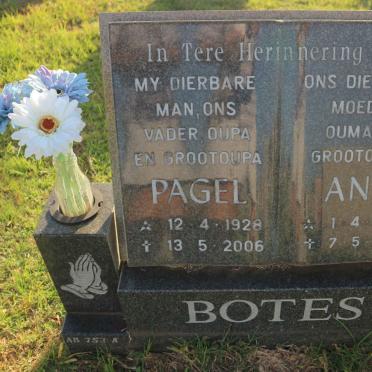 BOTES Pagel 1928-2006 &amp; Ann 1929-2016