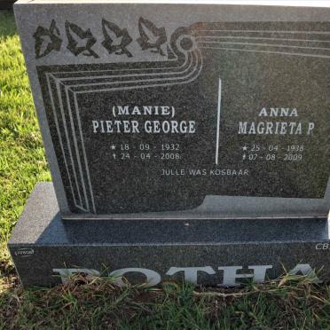 BOTHA Pieter George 1932-2008 &amp; Anna Magrieta P. 1938-2009