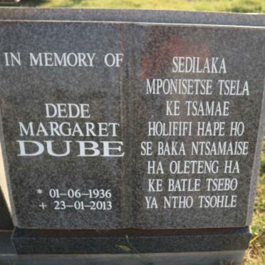 DUBE Dede Margaret 1936-2013